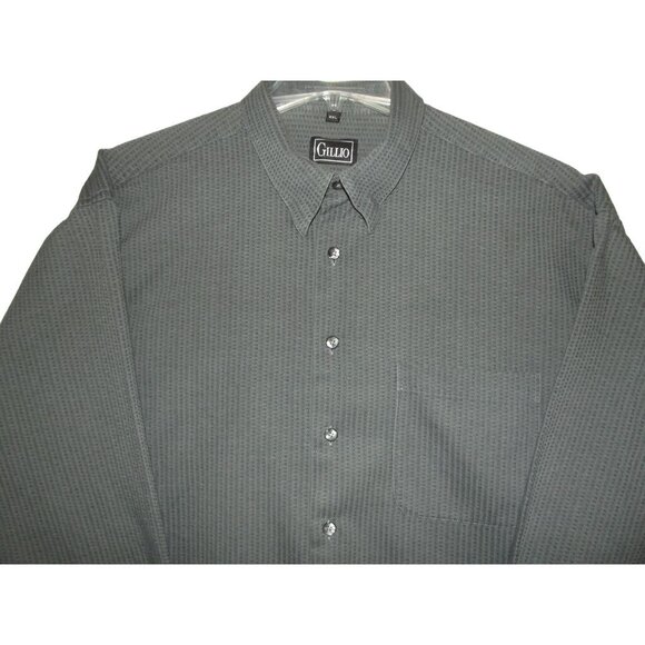 Vintage Gillio Shirt Mens XXL Gray Textured Long Sleeve Button Down Collar 2x 2x - Picture 2 of 9